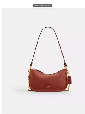 Coach Suede Waverly Shoulder/Crossbody Bag in Clay with Gold Hardware NWT